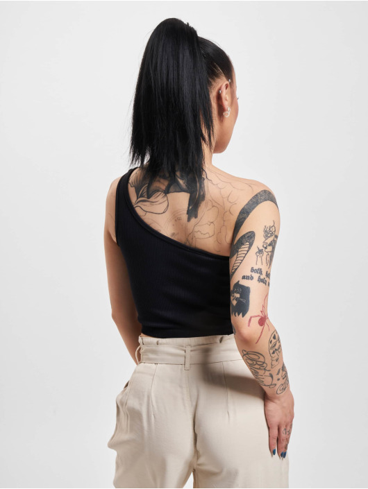 Only Tops sans manche Gwen Rib Asymmetric Crop noir